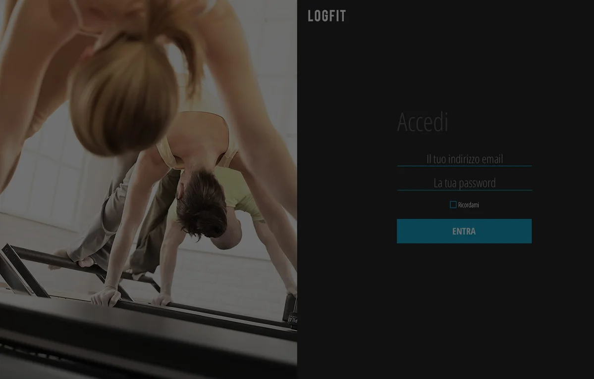 Progetto LogFIT: schermata di accesso all'applicazione per centri sportivi